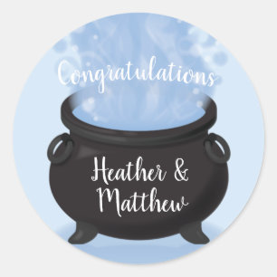 A Baby is Brewing Witch Baby Shower Gothic Blue Classic Round Sticker