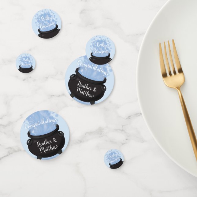 A Baby is Brewing Witch Baby Shower Gothic Blue Confetti (Group)