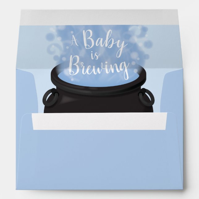 A Baby is Brewing Witch Baby Shower Gothic Blue Envelope (Back (Bottom))