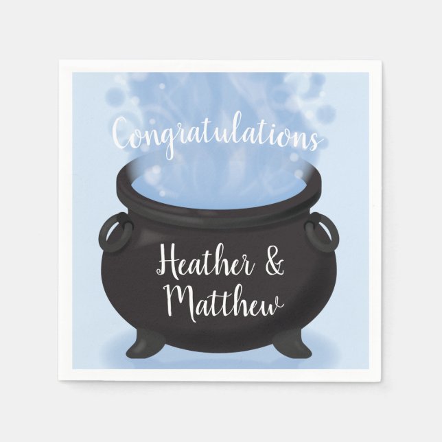 A Baby is Brewing Witch Baby Shower Gothic Blue Napkin (Front)