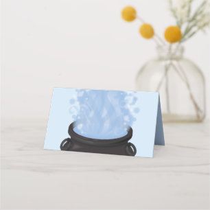 A Baby is Brewing Witch Baby Shower Gothic Blue Place Card