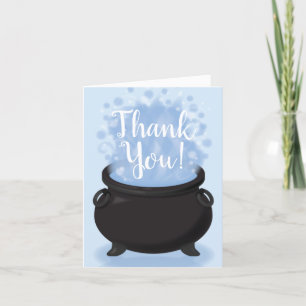 A Baby is Brewing Witch Baby Shower Gothic Blue Thank You Card