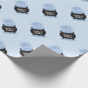 A Baby is Brewing Witch Baby Shower Gothic Blue Wrapping Paper