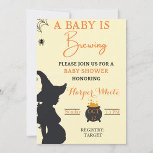 A baby is brewing witch baby shower invitation