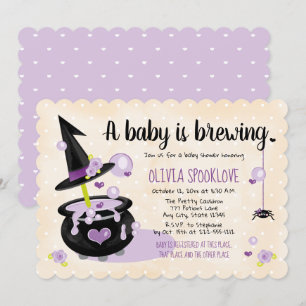 A Baby is Brewing Witch Halloween Baby Shower Invitation