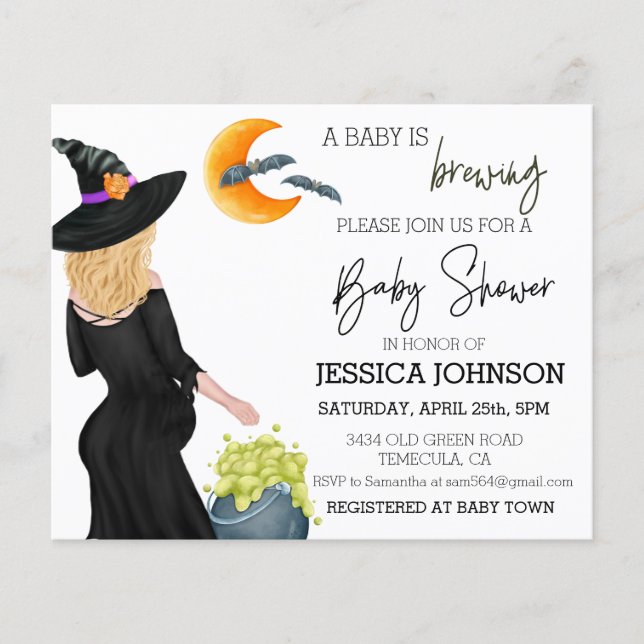 A baby is Brewing Witch Watercolor Custom Blonde (Front)