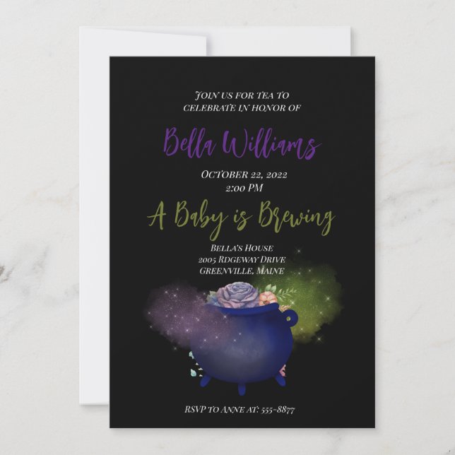 A Baby is Brewing Witchy Baby Shower Invitation (Front)