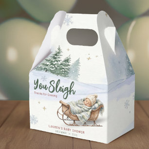 A Baby is Coming to Sleigh Winter Christmas Shower Favour Box