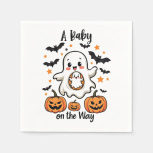 A Baby on the Way Pastel Ghost Pregnancy Halloween Napkin