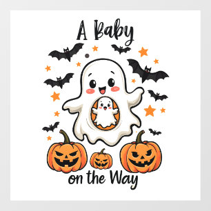 A Baby on the Way Pastel Ghost Pregnancy Halloween Window Cling