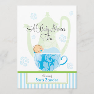 A Baby Shower Tea Party     Boy Invitation