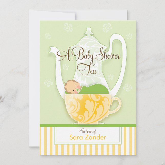 A Baby Shower Tea Party  |  Gender Neutral Invitation (Front)