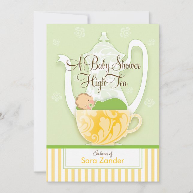 A Baby Shower Tea Party  |  Gender Neutral Invitation (Front)