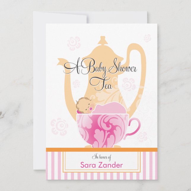 A Baby Shower Tea Party  |  Girl Invitation (Front)