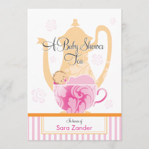 A Baby Shower Tea Party     Girl Invitation