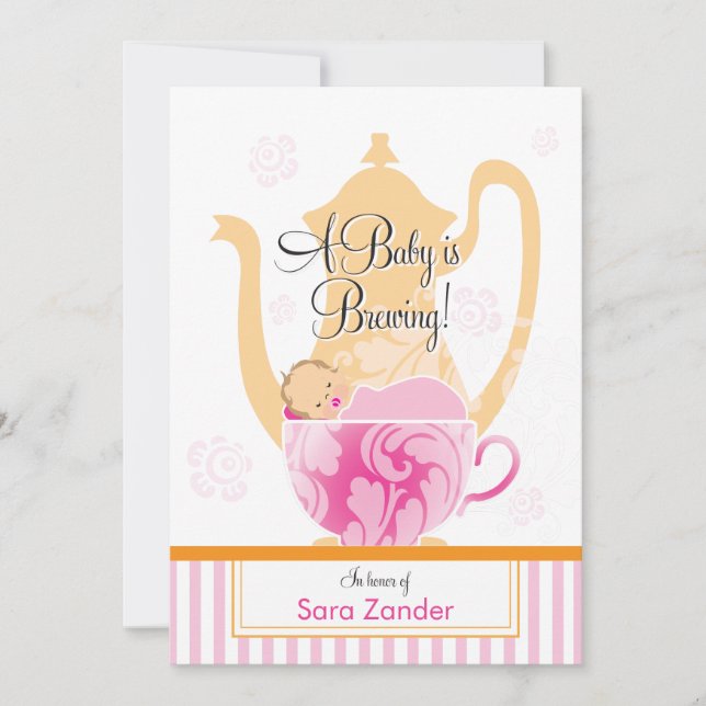 A Baby Shower Tea Party  |  Girl Invitation (Front)