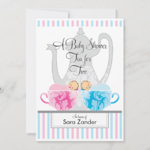 A Baby Shower Tea Party     Twins Invitation