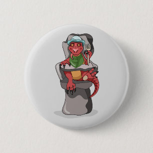 A Baby Tyrannosaurus Rex Sitting In A High Chair. 6 Cm Round Badge