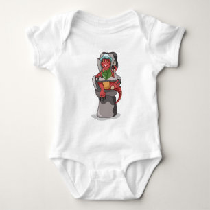A Baby Tyrannosaurus Rex Sitting In A High Chair. Bodysuit