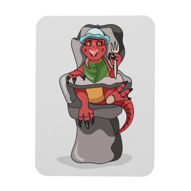 A Baby Tyrannosaurus Rex Sitting In A High Chair. Magnet (Vertical)