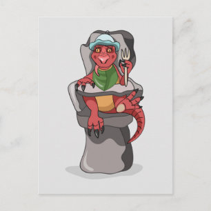 A Baby Tyrannosaurus Rex Sitting In A High Chair. Postcard