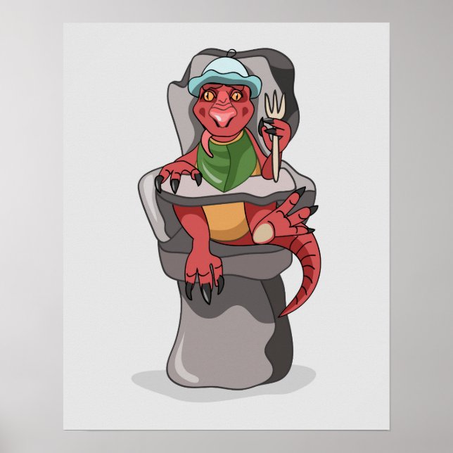 A Baby Tyrannosaurus Rex Sitting In A High Chair. Poster (Front)