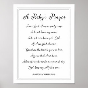 A Baby's Prayer Poem - Art Print Nursery Colours