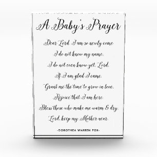 A Baby's Prayer Poem - Art Print Nursery Colours Photo Block