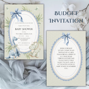 A Babysauraus is on the Way Sage Green Budget Baby Invitation