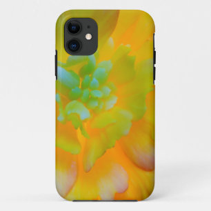 A back-lit, glowing begonia blossom iPhone 11 case