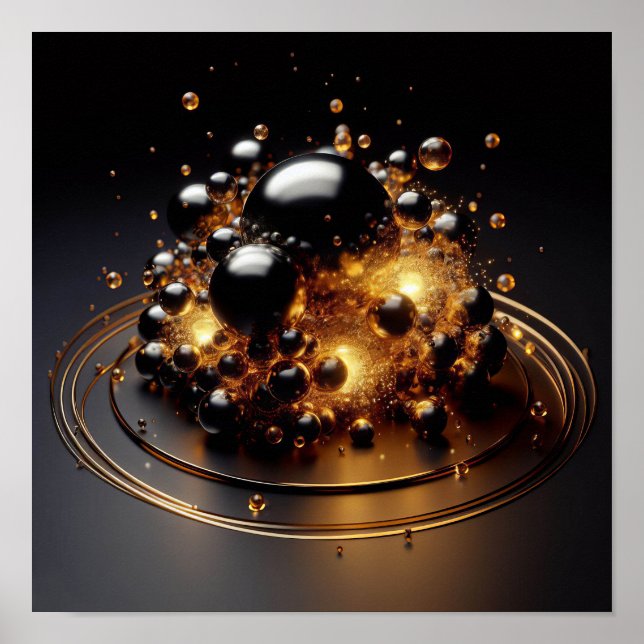 A background image of glowing black and gold orbs poster (Front)