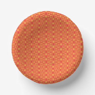 A background pattern featuring an orange and peach paper plate