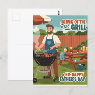 a backyard BBQ for Father's Day Postcard