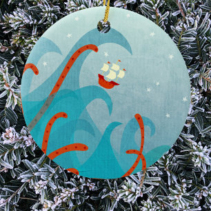 A Bad Day For Sailors Nautical Art Ceramic Tree Decoration
