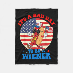 A bad day to be a wiener funny hot dog 4th of july fleece blanket
