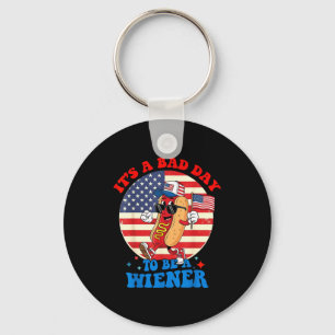 A bad day to be a wiener funny hot dog 4th of july key ring