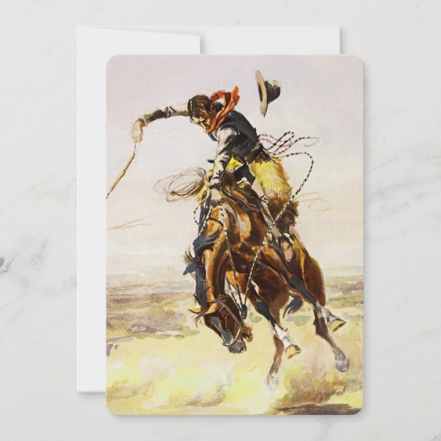 “A Bad Hoss” by Charles M Russell Invitation (Front)