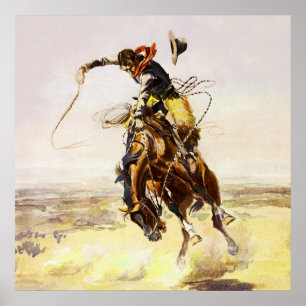 “A Bad Hoss” by Charles M Russell Poster