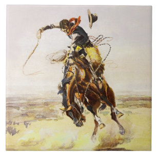 “A Bad Hoss” by Charles M Russell Tile