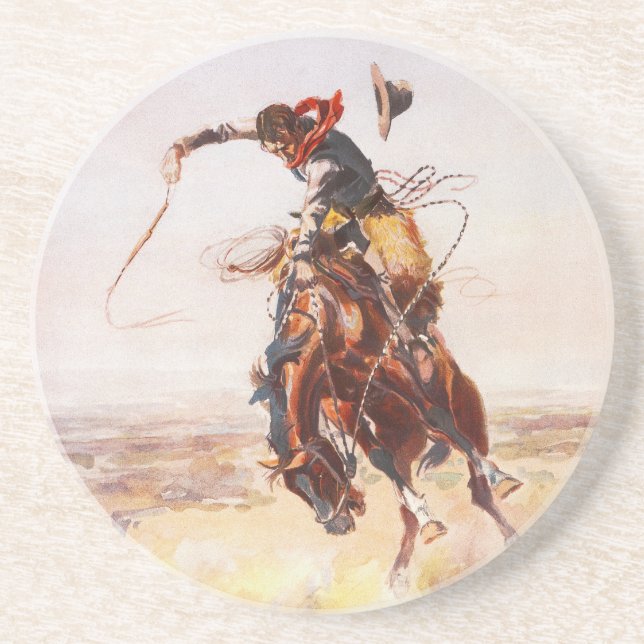 A Bad Hoss by Charles Marion Russell in 1904 Coaster (Front)