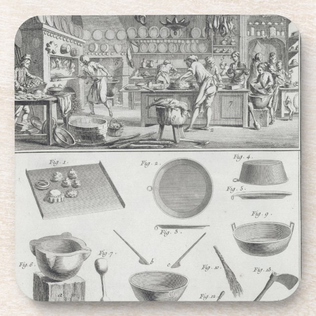 A baker's kitchen and equipment, from the 'Encyclo Coaster (Front)