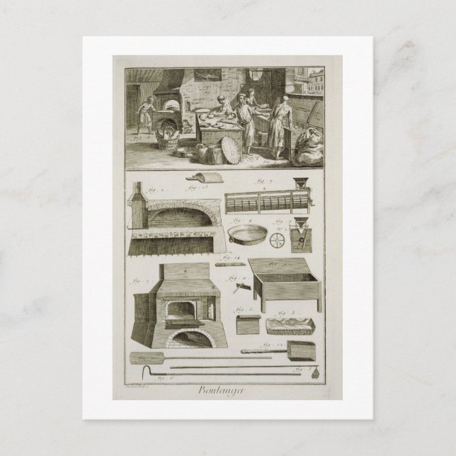 A bakery and baking equipment, from the 'Encyclope Postcard (Front)