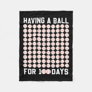 A Ball For 100 Days Baseball 100 Days Of School Gi Fleece Blanket