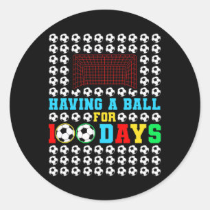 A Ball For 100 Days Fun Kids Boys Soccer Player Classic Round Sticker