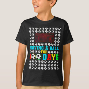 A Ball For 100 Days Fun Kids Boys Soccer Player T  T-Shirt