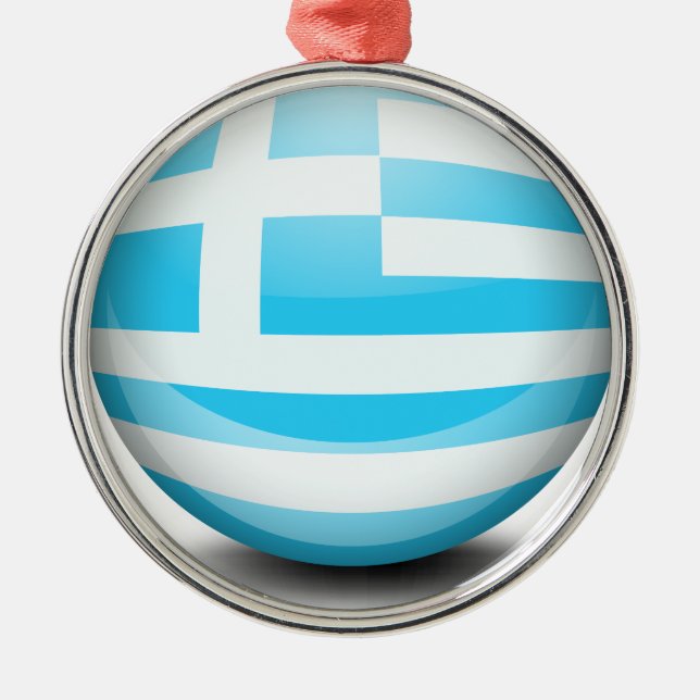 A ball with the flag of Greece Metal Tree Decoration (Front)