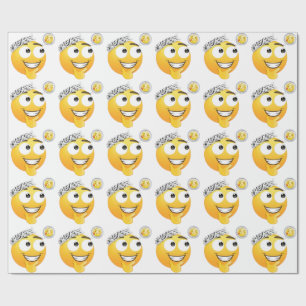 A Bandana-Wearing Emoji Dreaming of Kisses Wrapping Paper