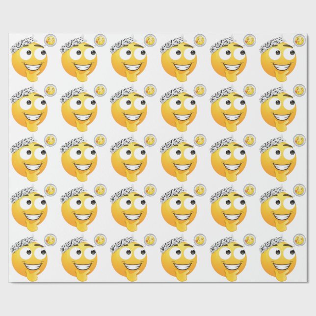 A Bandana-Wearing Emoji Dreaming of Kisses Wrapping Paper (Seam)