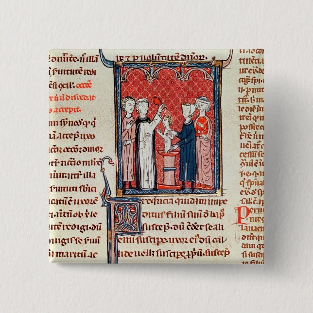 A Baptism Scene, from 'Decrets de Gratien' 15 Cm Square Badge (Front)