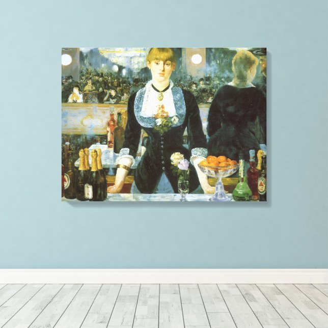 A Bar at the Folies Bergere by Edouard Manet Canvas Print (Insitu(Wood Floor))